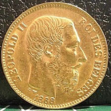 20 francs or Léopold II roi des belges