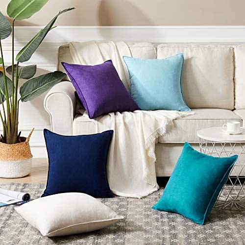 2 Confezioni Cuscino Decorativo Premium Ecopelle Scamosciata 24" x 24" (Confezione da 2) Teal - Foto 7 di 7