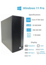 HP Z1 Entry Tower G5 / i7 9th Gen / 32GB RAM / 256GB SSD / 1TB HDD / Win 11 Pro