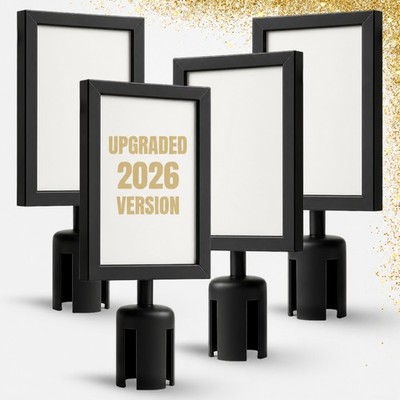 4PCS Stanchion Sign Holder 8.5 x 11   Heavy Duty Iron Black Vertical Display ...