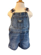 Oshkosh B  gosh Red White Blue Denim Bib Overalls Size 9M Farmer Carpenter