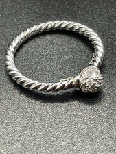 David Yurman 18K white gold ring with diamond ball, size 6.5