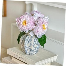 Vintage Blue and White Ceramic Chinoiserie Vase, Porcelain Small Blue white-1