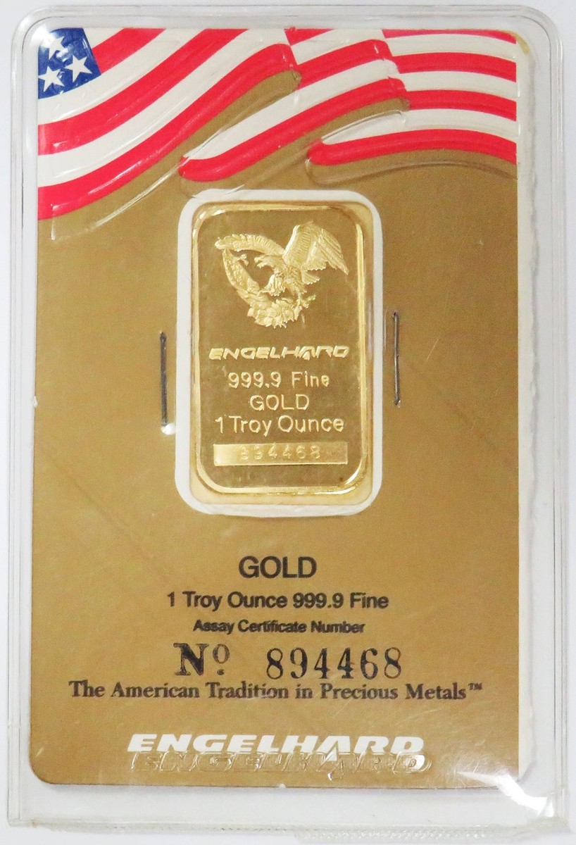 VINTAGE ENGELHARD FLYING EAGLE AMERICAN FLAG 1 OZ GOLD 999.9 BAR