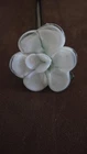 Vtg Murano Style Art Glass Hand Blown Long Stem Glass Flower White Green  12"