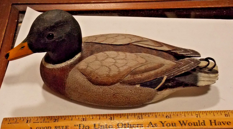 Small Wooden Male Mallard Duck Decoy 1982 Allen A. Frey Windsor, Pa.