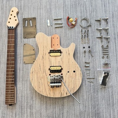 Unfinished Wolfgang Electric Guitar DIY Kit Splated Maple Veneer HH Floyd Rose