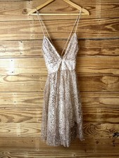 Women’s formal evening wear dress short cross straps in the back Rose Color M 