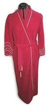 Women's Evelyn Pearson Deluxe Red Fleece Robe Size M Embellished 70s Read
