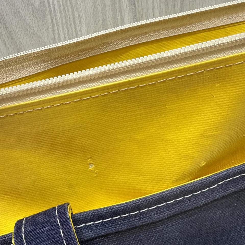 Vintage LL Bean Boat & Tote Lona Goma Amarillo Azul **¡RARO con Etiqueta Original! Foto 3 de 4