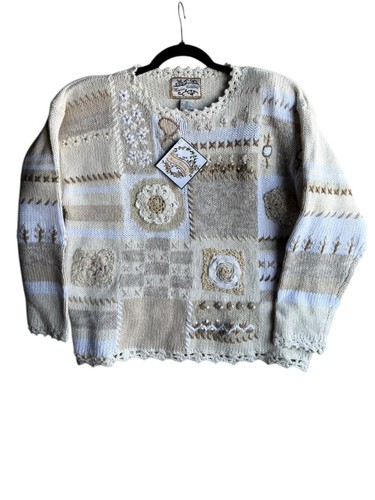 Heirloom Collectibles Vintage 90s Beige Knit Sweater Women’s S 42” Bust NEW