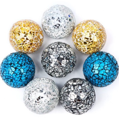 8 Pieces Mosaic Glass Orbs Balls Mosaic Sphere Glass Globe Decorative Orbs Ce...