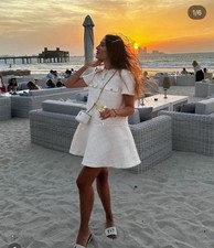 ZARA WOMAN SS24 ZW COLLECTION SHORT TEXTURED DRESS ECRU 2875/447 2875/449 L