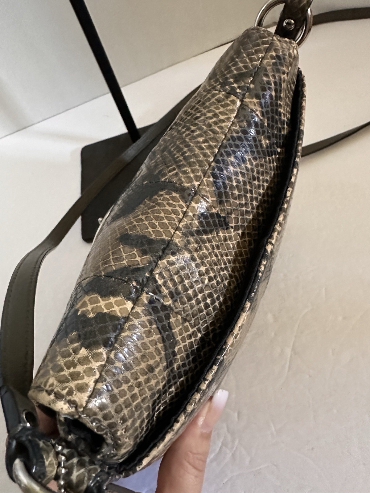 Coach Leather Snake Python Pattern Black Tan Cros… - image 6