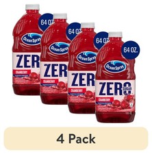  4 Pack Ocean Spray  ZERO Sugar Cranberry Juice - 64 fl oz Bottle, Low Calorie