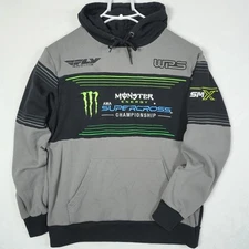 Monster Energy Supercross Racing Hoodie Gray Black Men Size M Fly Racing WPS SMX