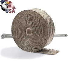 2" x50ft Roll Titanium Header Turbo Pipe Manifold Exhaust Heat Wrap Tape 10 Ties