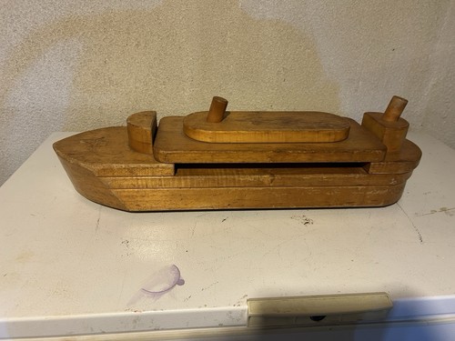 Community Playthings Rifton, NY 30" Long Heavy Wood Toy Boat on Wheels