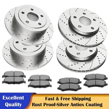 Front Rear Drilled Disc Rotors Brakes Pads Fit 2007 - 2017 Jeep Wrangler JK Kits