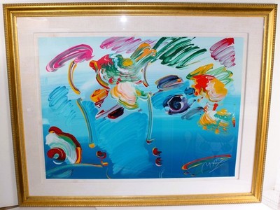 PETER MAX 1937 LARGE SERIGRAPH 1990 SIGNED NUMBERED PROFILES ABSTRACT FIGURATIVO