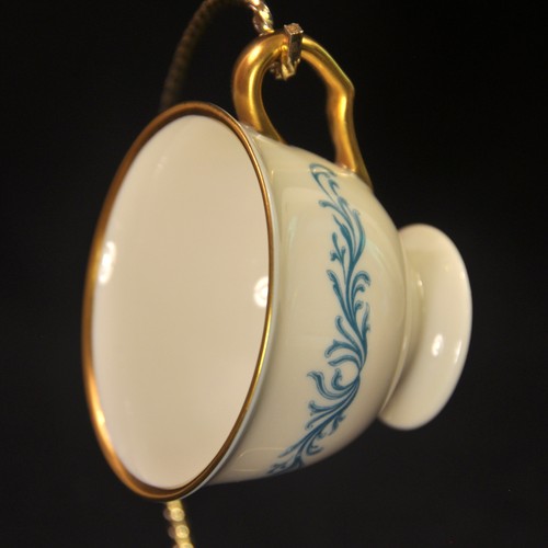 Pickard 2 Demitasse Cups & Saucers Pattern 3007-505 Blue Scrollwork w/Gold 1938+ - Picture 9 of 12