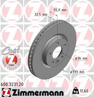 2X Bremsscheibe Coat Z Zimmermann 600.3231.20 FüR T5 VW 2E4 Transporter Multivan