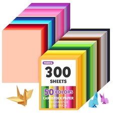300 Sheets 8.5" X 11" Colored Cardstock, 50 Assorted Colors Construction Pape...