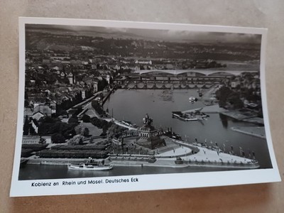 alte Ansichtskarte Koblenz an Rhein und Mosel Deutsches Eck s/w