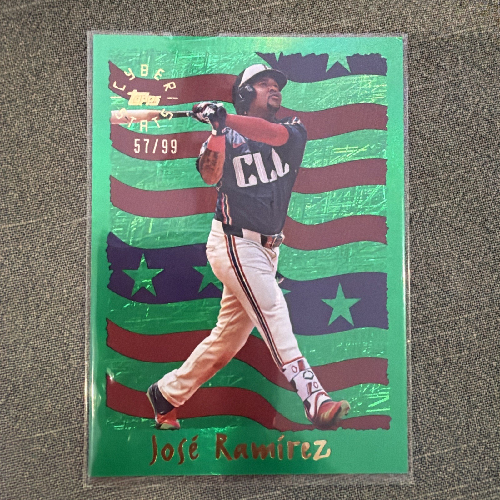 2025 Topps Archives - 1995 Topps Cyberstats Jose Ramirez #95C-19 Green /99