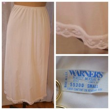 Vintage WARNERS Perfect Measure Cream Half Slip Skirt Petticoat LACE USA Nylon S