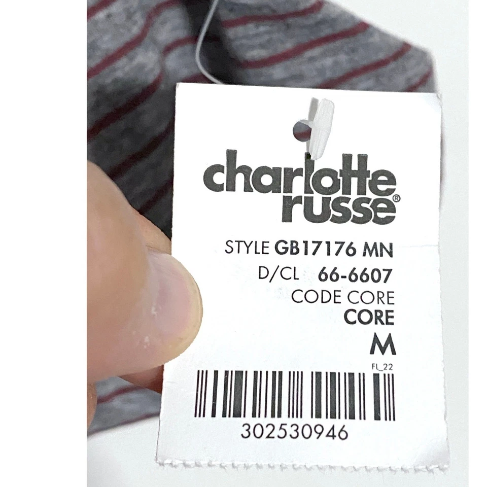 Charlotte Russe M Gris Rayas Imitación Pajarita Festival Coqueto Verano Nuevo con Etiquetas Foto 4 de 4