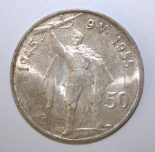 S8 - Czechoslovakia 50 Korun ND (1955) Brilliant Unc. Silver Coin - Liberation