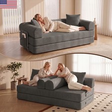 5 in 1 Sofa Bed 80 Inch Convertible Sleeper Sofa with Pull Out Bed Couch Pillows