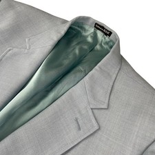 Stafford Men  s 100 Wool 2-Button Gold Buttons Blazer Light Blue   USA   46L