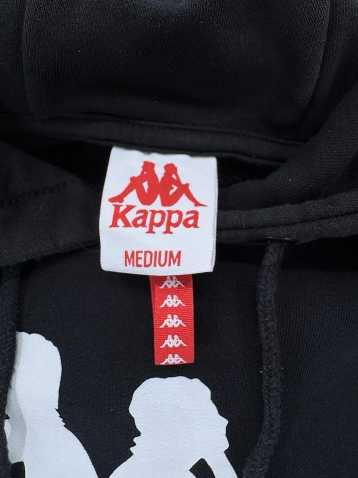 Sudadera con Capucha Kappa Pullover Mujer Mediana Negra Sin Bolsillos Frontales Polar Sudadera Foto 3 de 4