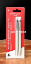 Caran D'Ache Retractable BLACK #825 Ballpoint Pen 2-Pack NEW Gray-White Barrel
