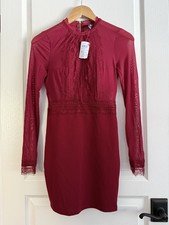 Windsor Burgundy Lace Long Sleeve Dress