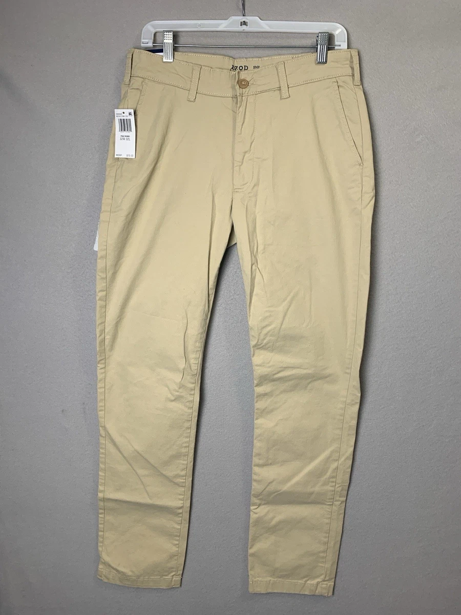 Pantalon Chino IZOD Homme Taille 33/32 - Kaki, 100% Coton, Plissé, Très Bon état
