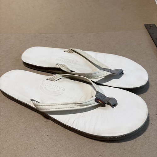RAINBOW Sandals Single Layer White Ladies10 11" - Preowned