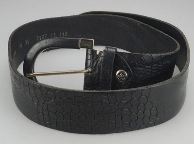 B. Belt Black Leather Crocodile Print Texture Handmade in Germany TV753