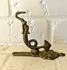 Antique Bronze Brass Hook Ornate Unique Sea Creature Curled Serpent Tail