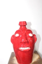 ) randy tobias   face jug, pottery, folkart 10''x7'''
