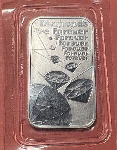 JAMES BOND 007 1 OZ .999 FINE SILVER The Royal Mint DIAMONDS ARE FOREVER Bar⭐️