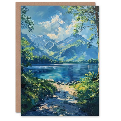 Greeting Card Lake District Acrylic Helvellyn View Summer Peace Blank Birthday