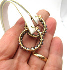 14K Yellow Gold Gray Silver Pearl Hoop Earrings 6.9 Gr [E382] — photo 3