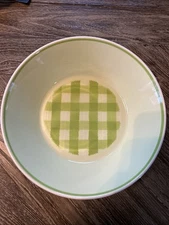 Vintage Mikasa Checkmates Green Spearmint Ceramic round serving bowl C4482