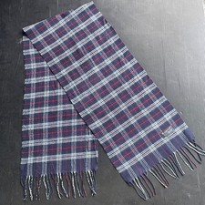 Sciarpa Burberry vintage blu scuro con lana a quadri blu chiaro 132 cm/29 cm Preloved