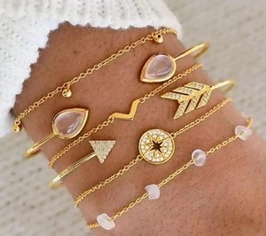 Authentic Indian bollywood gold plated multi layered charm bracelet for women and girls