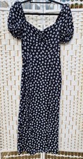 & Other Stories Black Puff Sleeve Midi Tea Dress, Size 12
