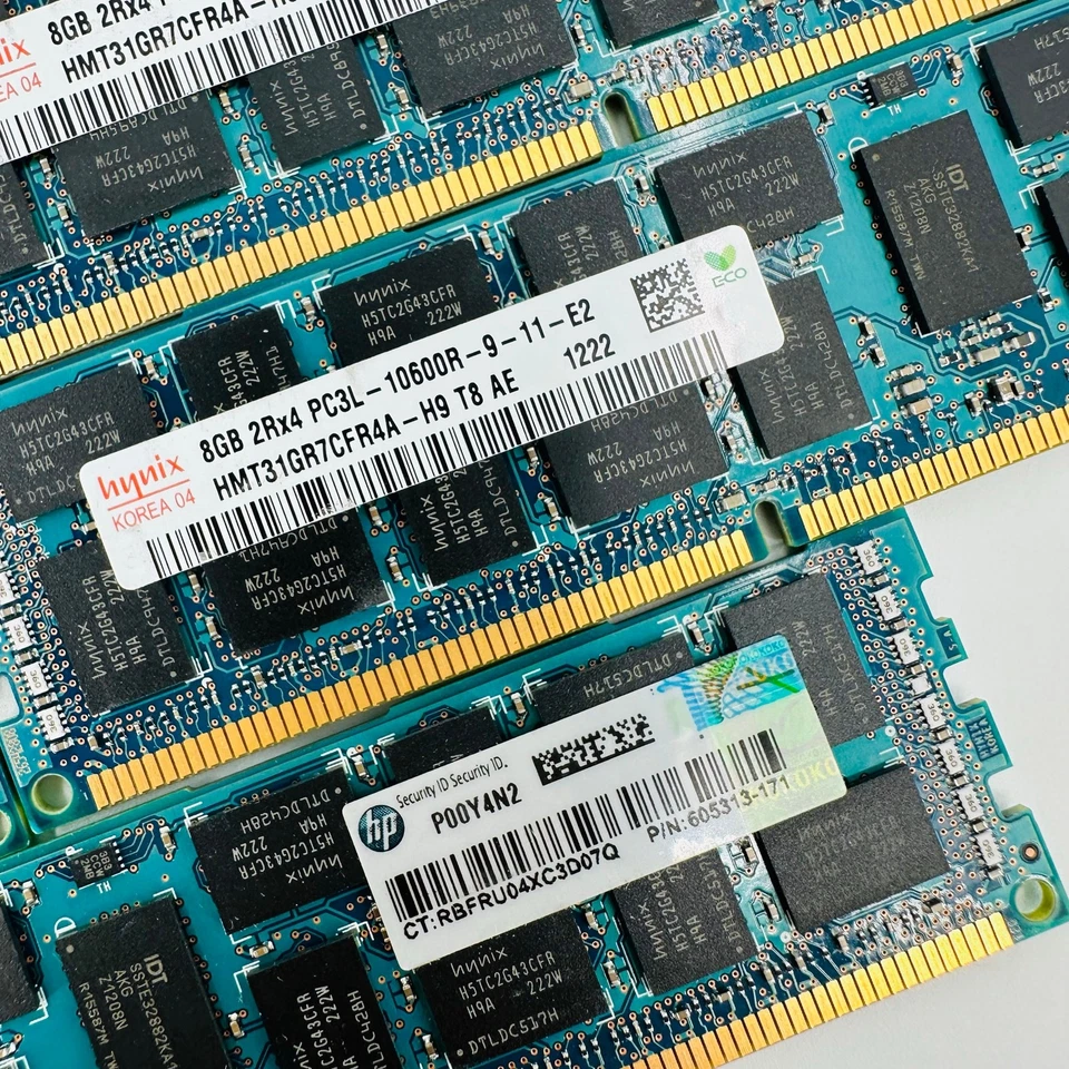 Lot of 7 Hynix 8GB 2Rx4 PC3L-10600R-9-11-E2 Server Memory HMT31GR7CFR4A-H9 T8 AE - Image 3 of 4
